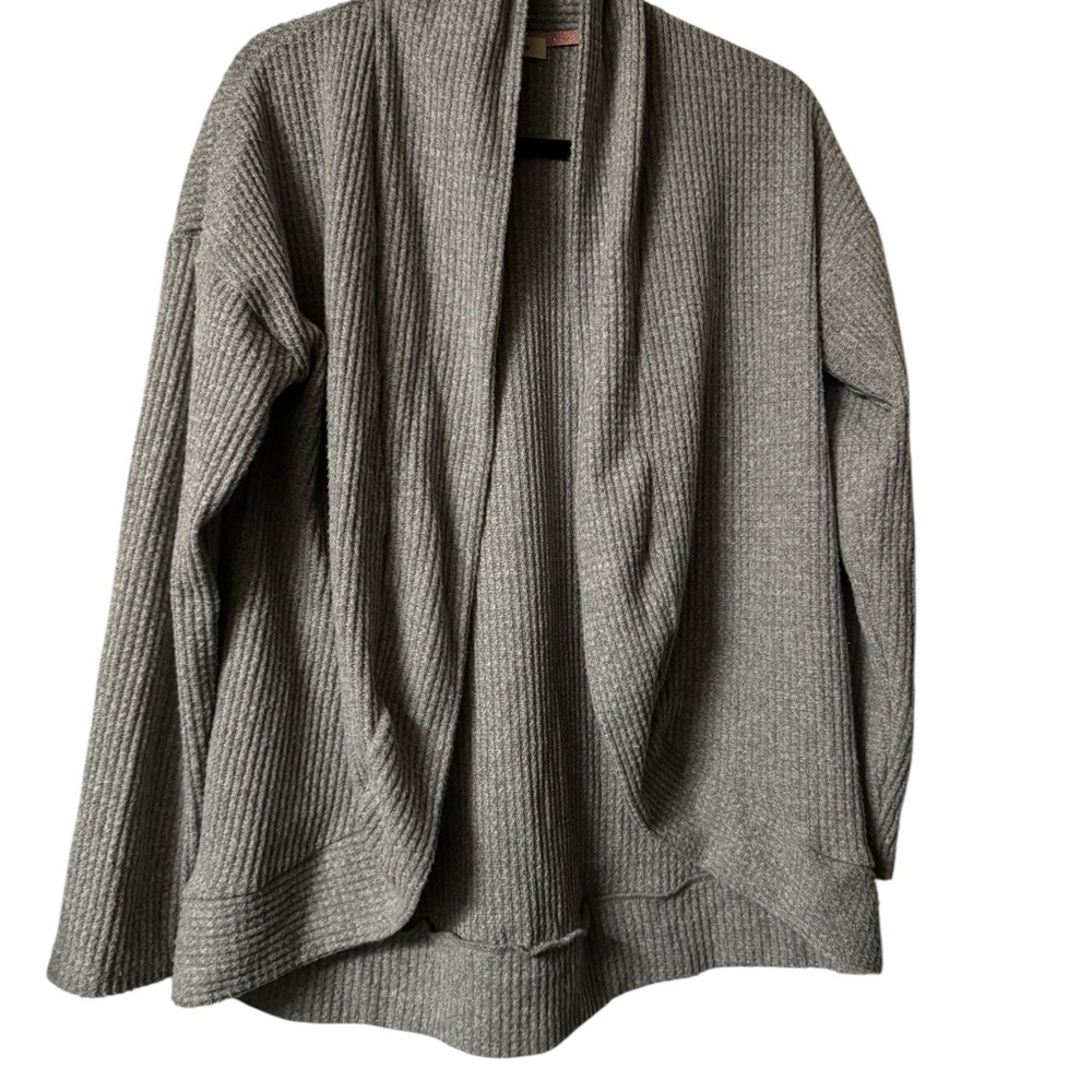Peyton Primrose Gray waffle knit Women's open front Cardigan